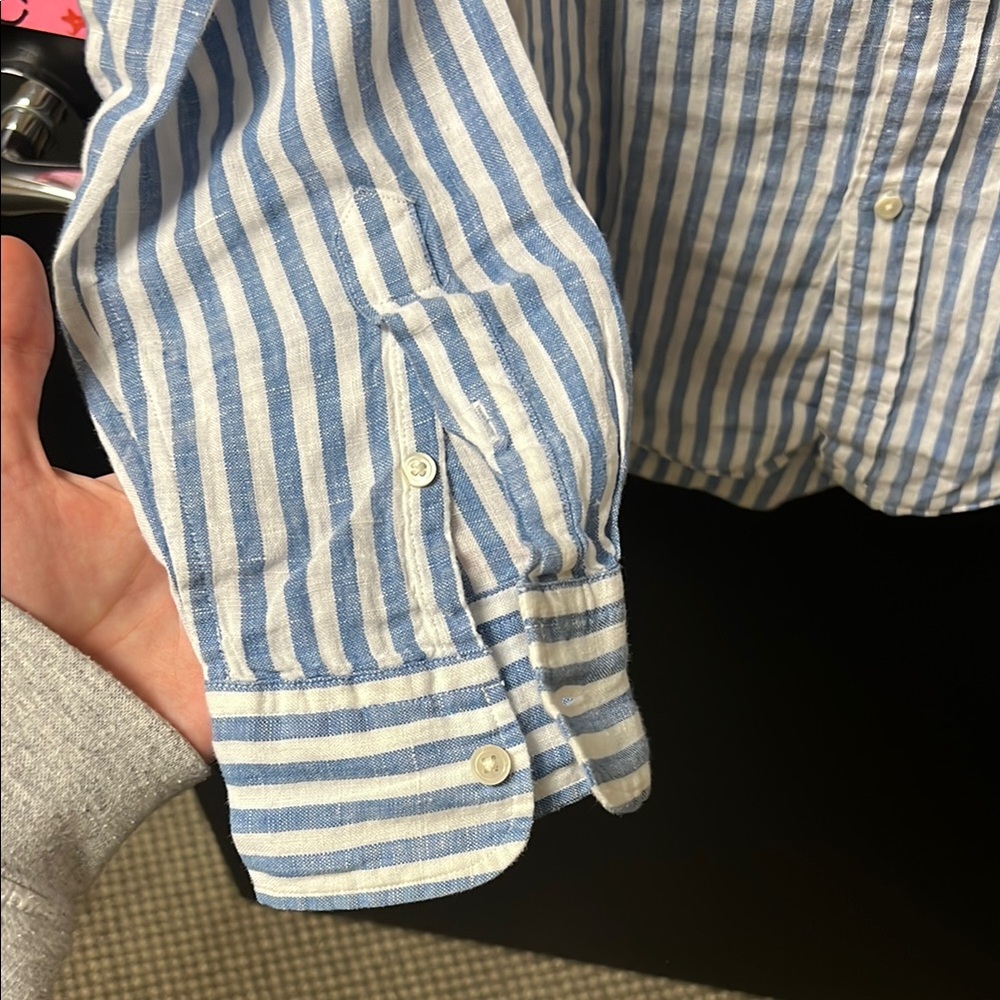 Polo by Ralph Lauren women’s Striped Shirt in Blue and White linen - Picture 2 of 7